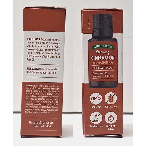 NEW Natures Truth Pure Essential Oil Warming Cinnamon 0.51 fl oz Aromatherapy - Picture 3 of 5